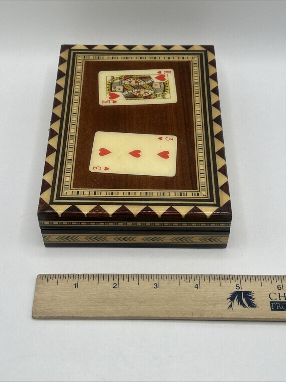 Miguel Laguna Playing Card Box Lacquered Mosaic Wood Inlay Handmade In Spain - Picture 12 of 16